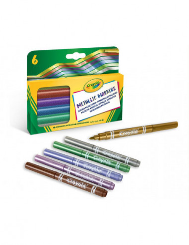 CRAYOLA Metallikvärvi markerid, 6 tk CRAYOLA Metallikvärvi markerid, 6 tk